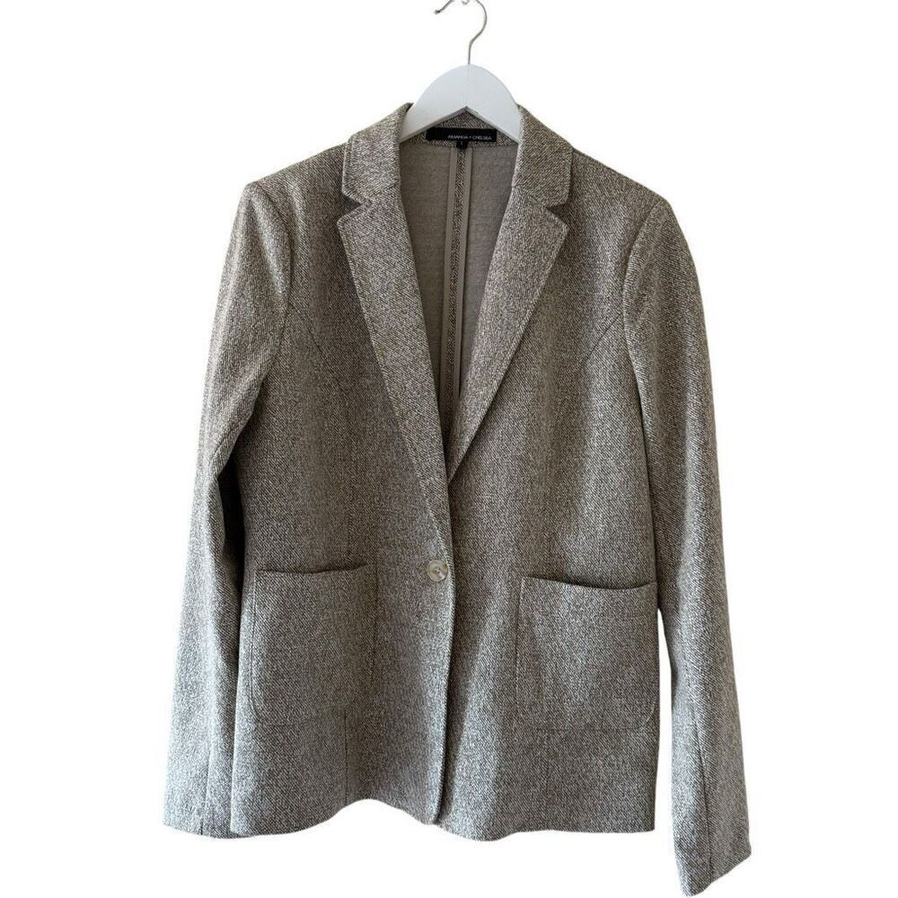 Amanda & Chelsea Cream Ivory Lapel Career Work Pockets Women’s Blazer Sz L